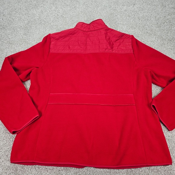 Talbots Womens Red Fleece Jacket Quilted Accents Zip Up Casual Size XL - Picture 2 of 6
